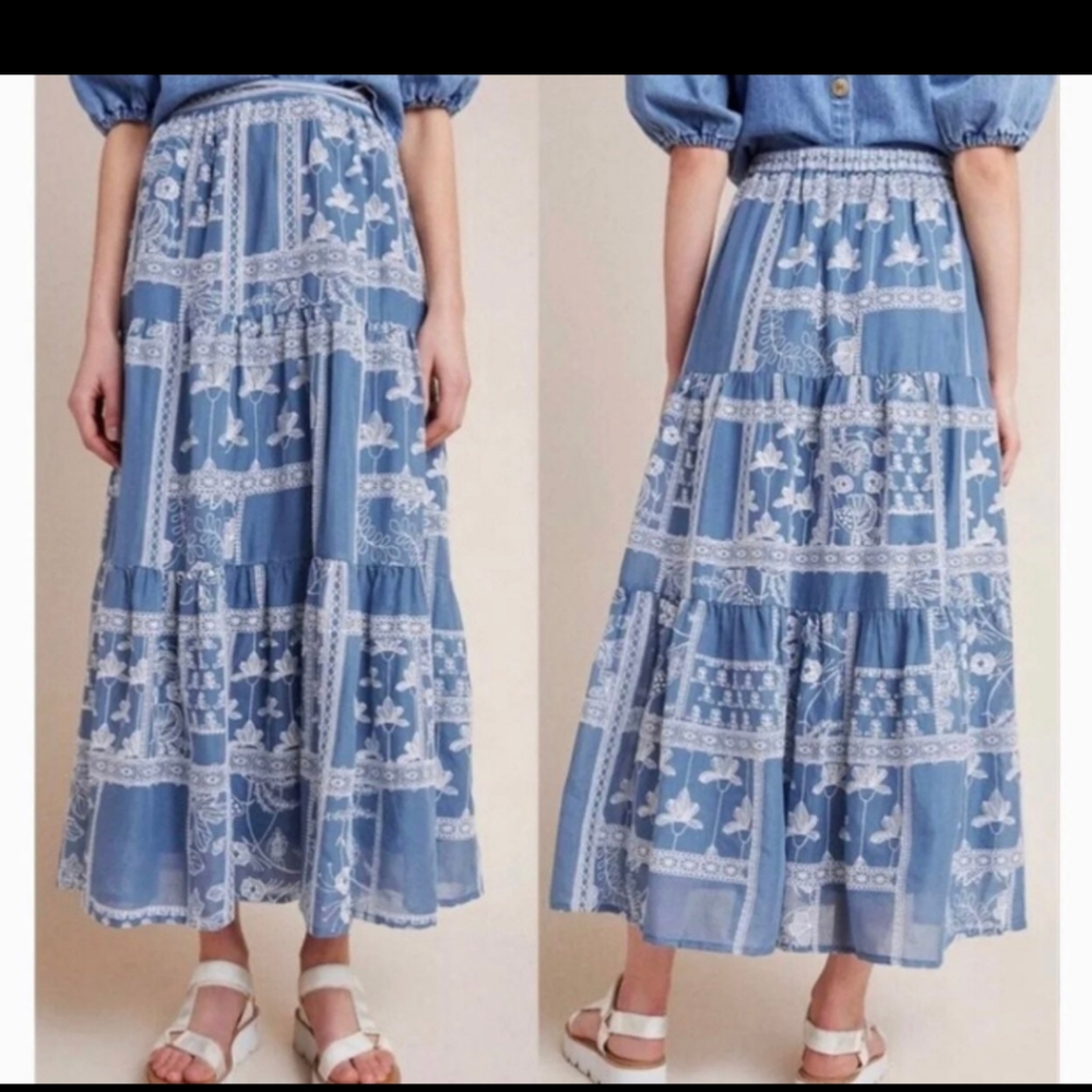 Embroidered Maeve maxi skirt